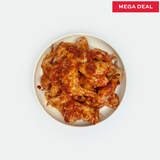 Plate of peri peri chicken wings with a 'Mega Deal' label on a light gray background