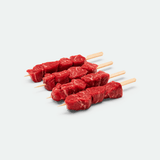 Grass fed beef eye fillet skewers 100g x4 pieces ready for grilling