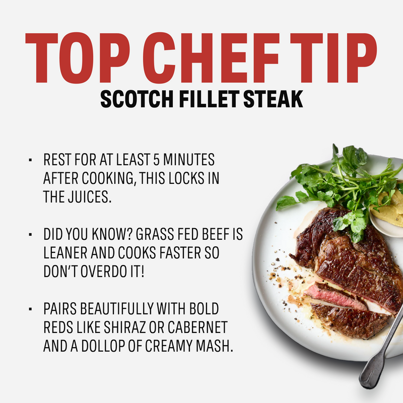 Beef Scotch Fillet Steak Grass Fed 300g x 2 Pieces