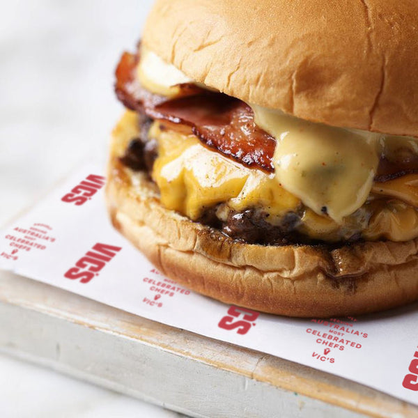 The Burger Kit with Angus beef patties, potato buns, bacon, American cheese and burger sauce
