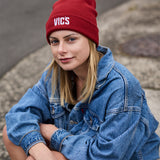 VIC’S branded red beanie with logo detail