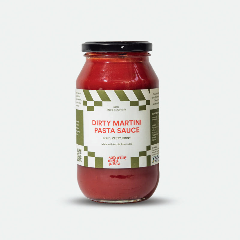 Saturday Night Pasta dirty martini pasta sauce jar