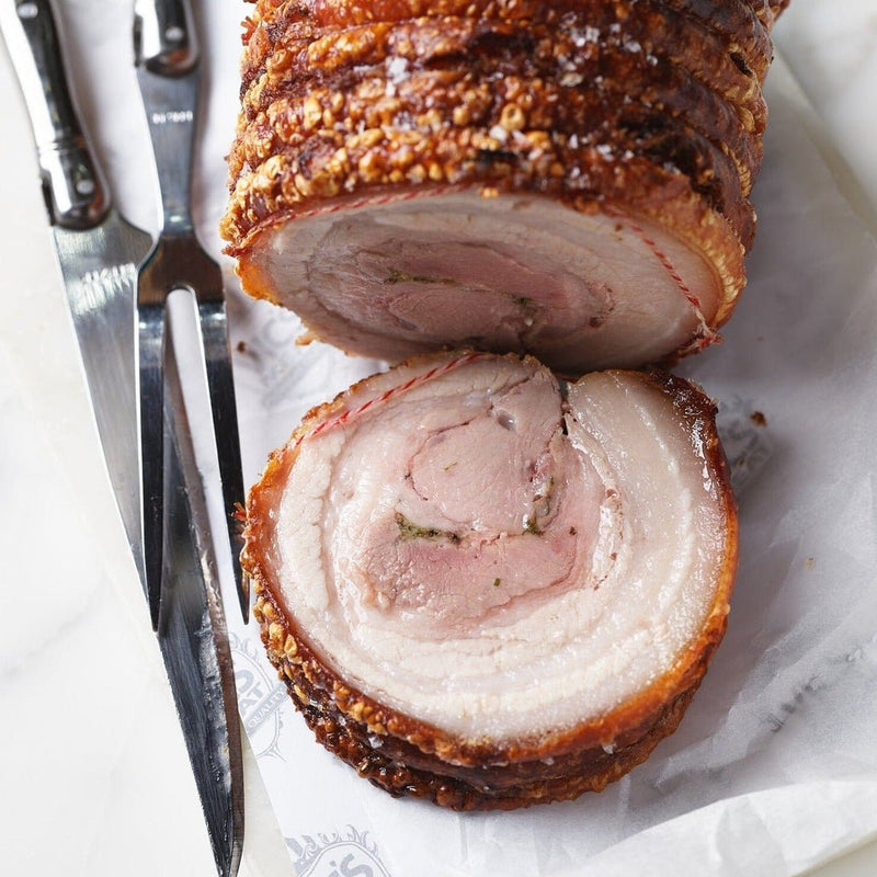 Pork Belly Porchetta Stuffed & Hand-Tied