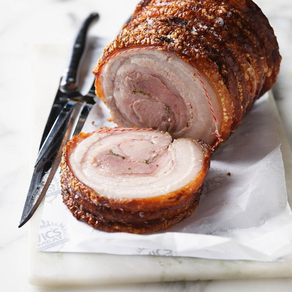 Pork Belly Porchetta Stuffed & Hand-Tied